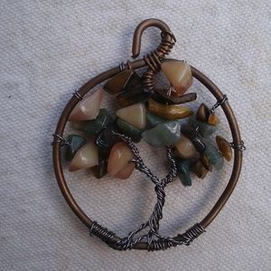 Gemstone Chip Tree of Life Pendant